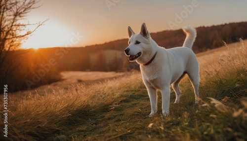 Alabai dog, dog at dawn, purebred dog in nature, happy dog, beautiful dog