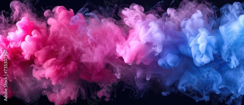 a group of pink and blue smokes on a black background with a black background and a black background with a red, blue, pink, pink, and white, and blue smoke, and black background.