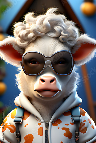 Cartoon Cow with Sunglasses.