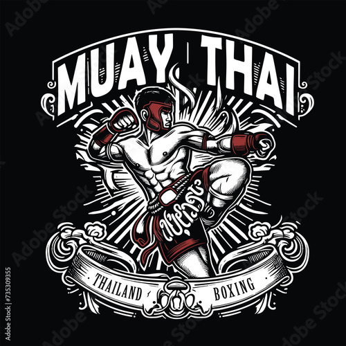 muay thai fight tshirt design vector