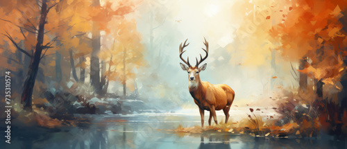 Deer Standing in a Sunlit Autumnal Forest © Priessnitz Studio