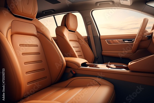 the inside of a car with leather seats