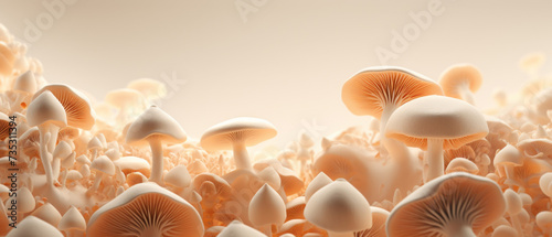 Mushroom Forest in Warm Sepia Tones with Soft Lighting