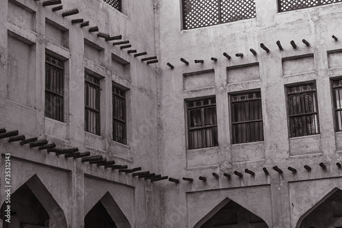Doha Qatar: Msheireb Museums Black and White. photo