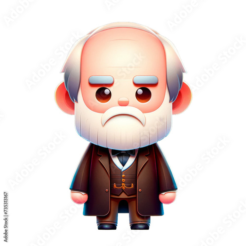Cute and Grumpy Cartoon Elderly Man Character Illustration with Expressive Emotion