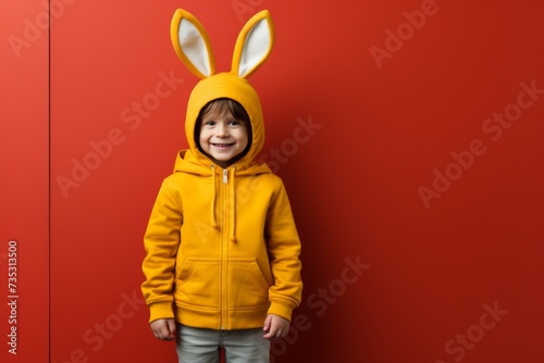 kid wearing an easter outfit wearing an easter egg