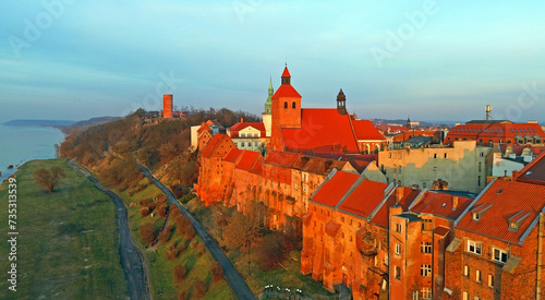 Panorama of Grudziądz at sunset