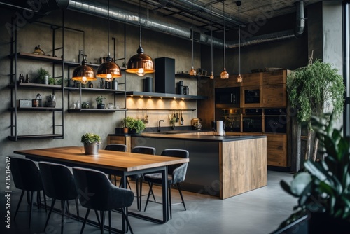 Interior of a loft kitchen