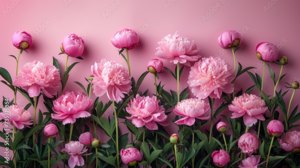cute natural frame with peony flower and place for text cute natural frame with peony flower and place for text