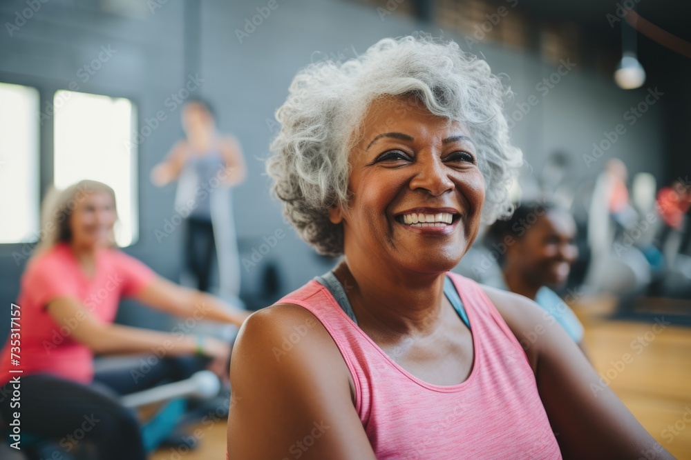 Obraz premium Portrait of a active senior woman in the gym