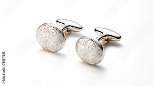 Elegant Engraved Silver Cufflinks for Formal Attire photo