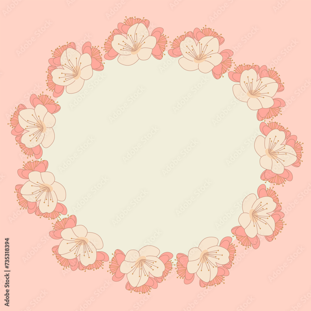 Festive round banner frame illustration with flowers