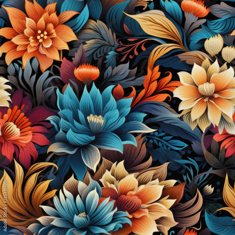 Whimsical Indonesian Batik Seamless Pattern Whimsical Indonesian Batik Seamless Pattern