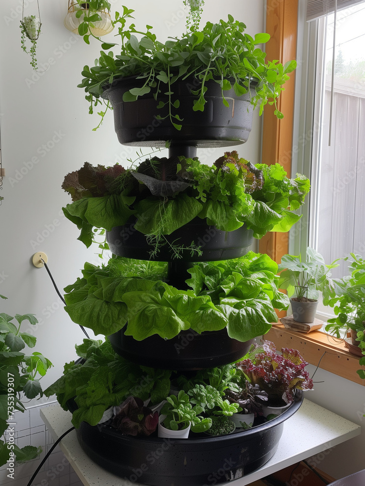 A Photo Of A Home With A Small-Scale Hydroponic System For Vegetables A Photo Of A Home With A Small-Scale Hydroponic System For Vegetables