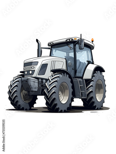 Illustration of a grey tractor vehicle on white background © TatjanaMeininger