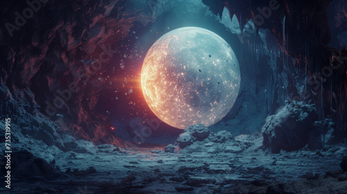As the pale orb waxes and wanes its shimmering surface holds countless enigmas and puzzles inviting intrepid adventurers to uncover the mysteries that lie hidden in the shadows. photo