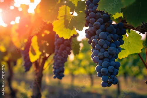 a bunches of grapes on a vine