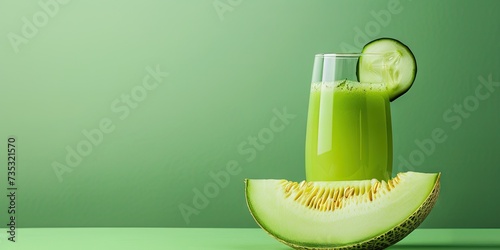 Glass of cucumber melon juice photo