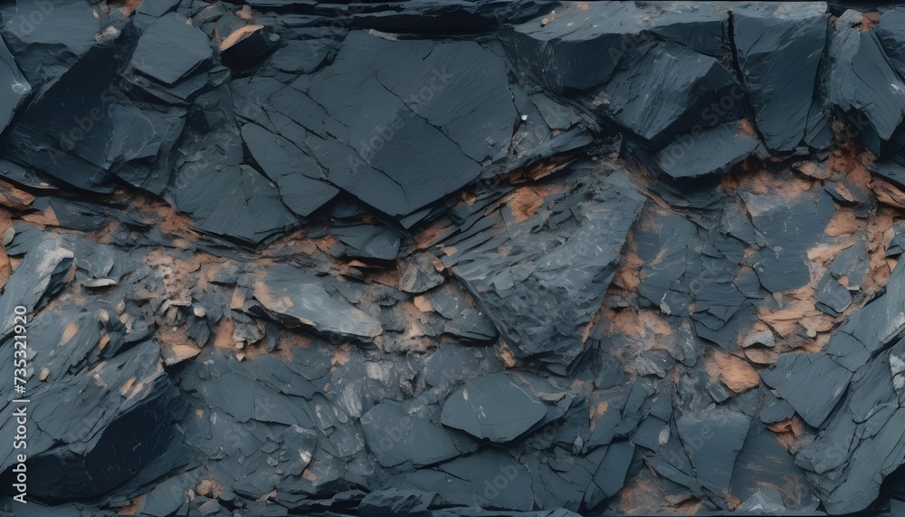 Solid obsidian rock wall