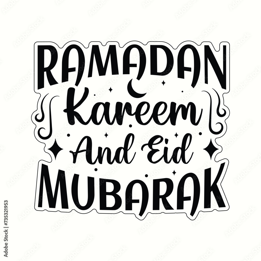 Fototapeta premium Ramadan kareem and Eid mubarak islamic typography tshirt design