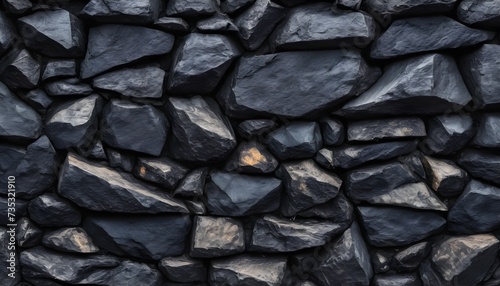Solid black obsidian stones  stonewall