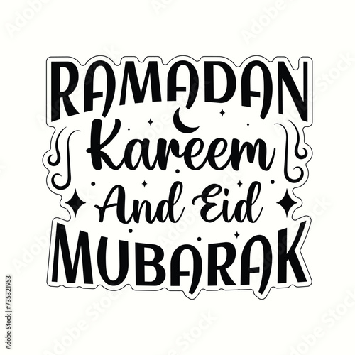 Ramadan kareem and Eid mubarak islamic typography tshirt design