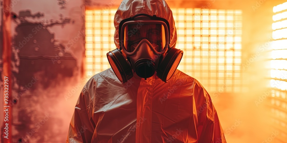 Worker in a protective suit - obrazy, fototapety, plakaty 
