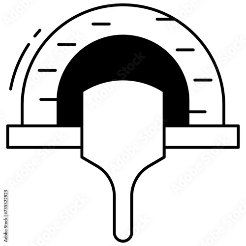 wood firing pizza glyph and line vector illustration