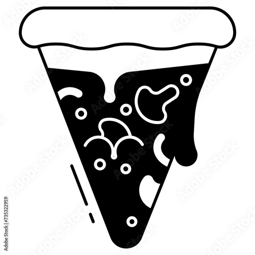 mushroom pizza slice glyph and line vector illustration