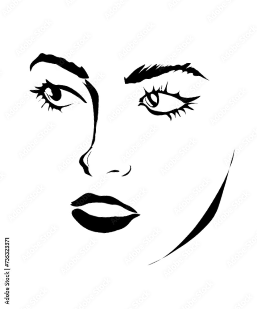silhouette of a beautiful woman's face with a white background silhouette of a beautiful woman's face with a white background