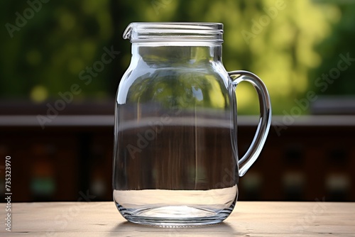 a glass jar with a handle