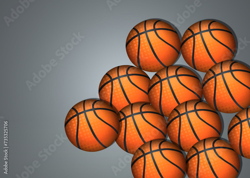 Baloncesto, pelota, fondo, gris, deporte