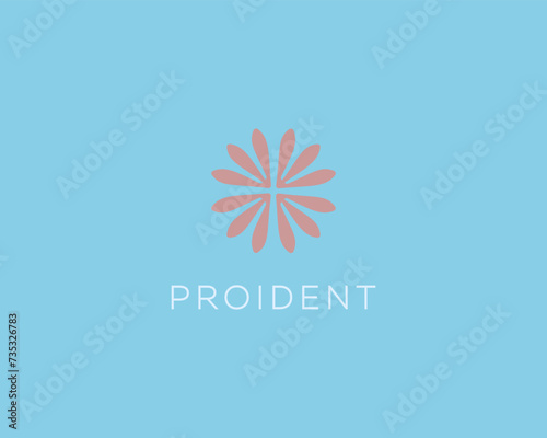 Graceful flower minimalist logo. Universal spa greenhouse symbol. Creative beauty salon hotel logotype. Vector illustration.