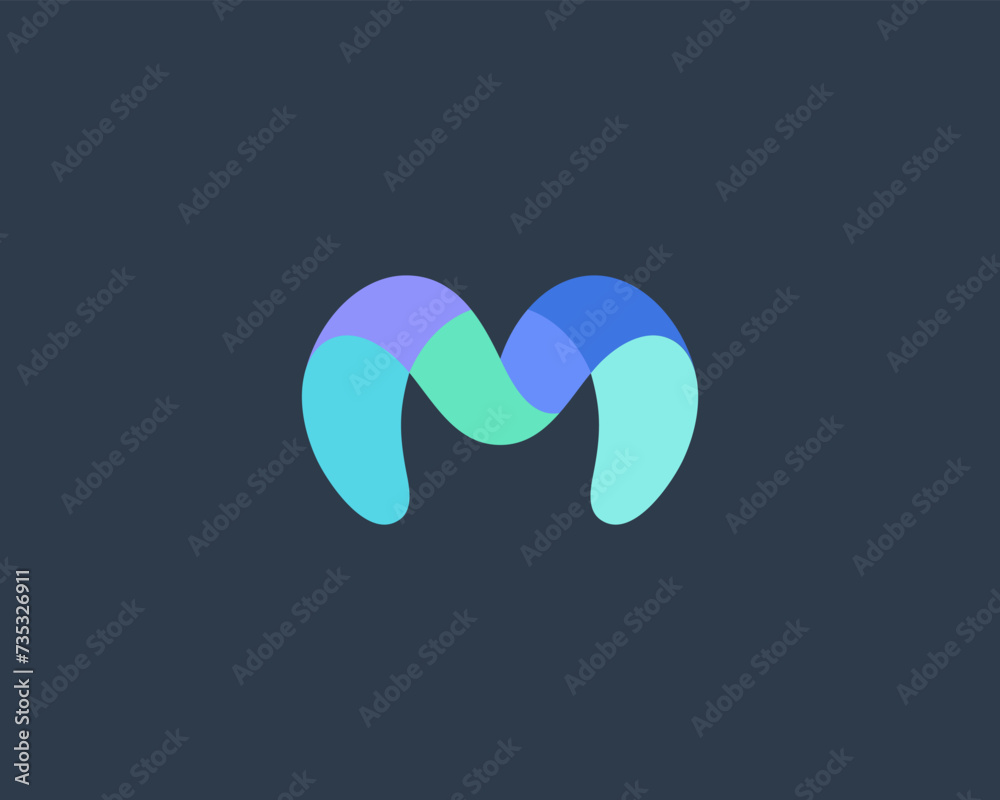A letter M logo from simple abstract shapes. Creative monogram initial sign logotype. Vector illustration. A letter M logo from simple abstract shapes. Creative monogram initial sign logotype. Vector illustration.