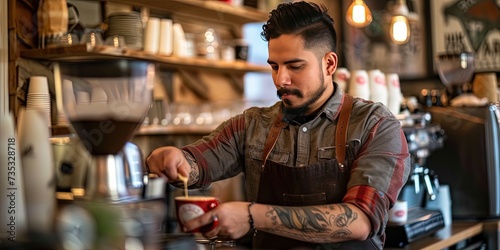 A barista making fresh espresso in a modern coffee shop