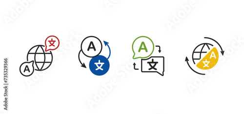 Translation and global communications color icon. Internet strategy web financial partnership and investment agreements for management and business vector agreements