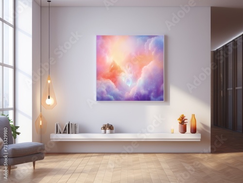 Modern Interior with wall art mockup