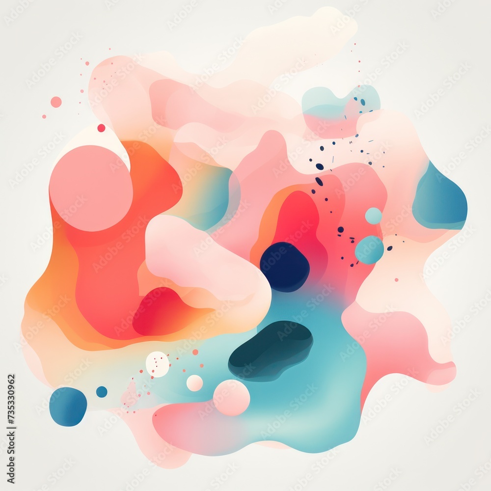 pastel colorful minimal blobs 3d volume illustration on white background. Abstract art.