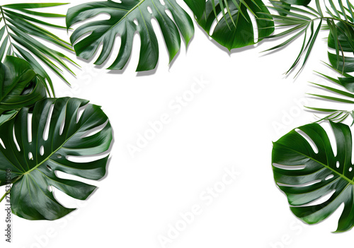 Monstera plant leaves, the tropical evergreen isolated on transparent background