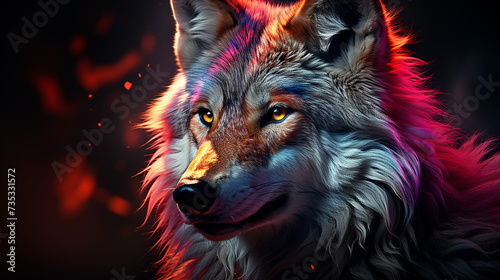 3d rendered photo of wolf made with generative AI