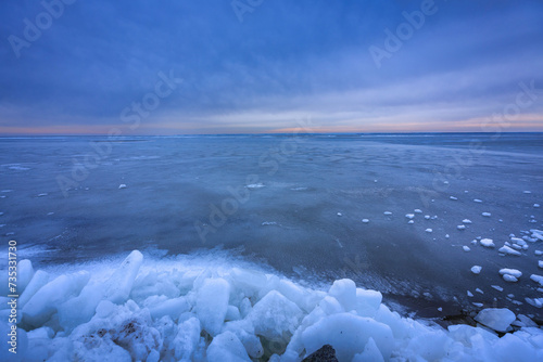 Fototapeta Naklejka Na Ścianę i Meble -  Baltic sea beach at winter in Kuznica, Hel Peninsula. Poland