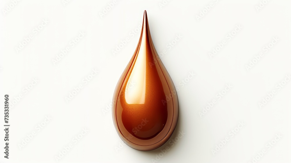Decadent melted chocolate droplet isolated on white background, top view from above Decadent melted chocolate droplet isolated on white background, top view from above