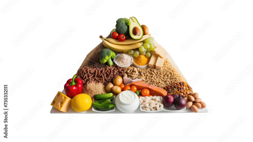 food pyramid represents way of healthy eating isolated on transparent
