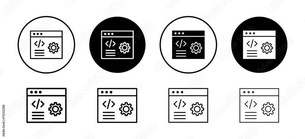 Back end vector icon set collection. Back end Outline flat Icon. Back end vector icon set collection. Back end Outline flat Icon.