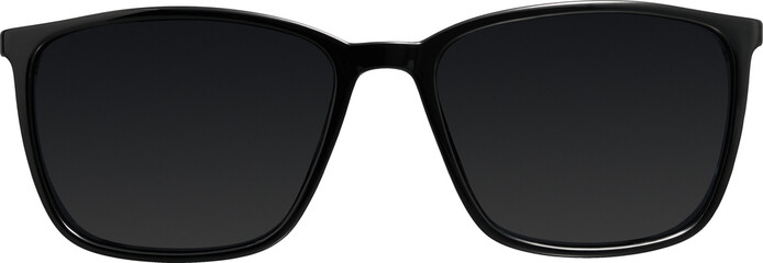 Black Square Sunglasses Front View Isolated on Transparent Background