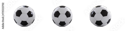 Trio of Classic Soccer Balls Isolated on White Background  Symbolizing Team Sports and Global Unity
