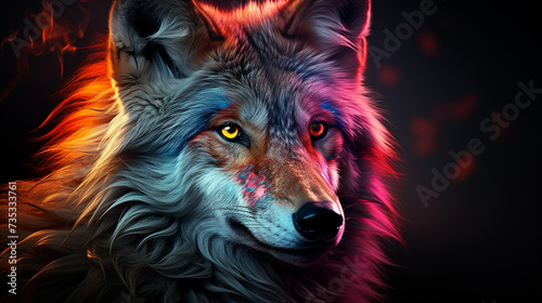 3d rendered photo of wolf made with generative AI