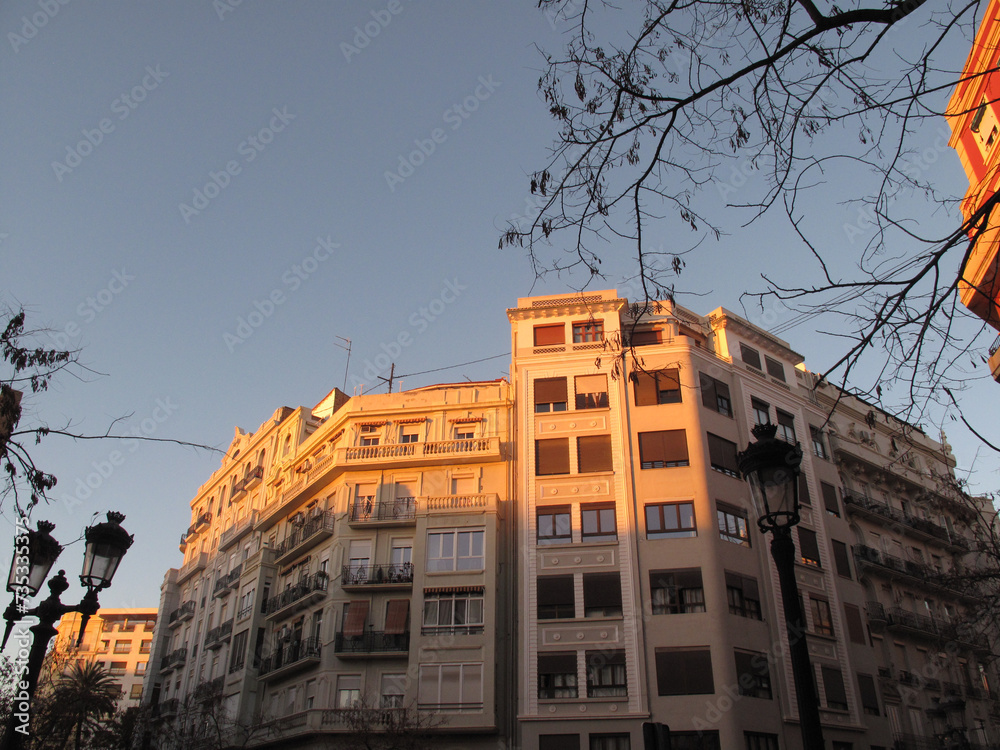 Mid 1940´s buildings in center of Valencia. Spain