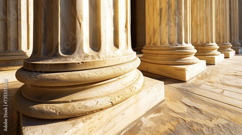 Pillars of Justice. Columns at the U.S. Supreme Court, Symbolizing Stability and the Rule of Law.