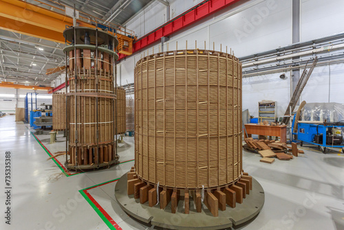 Insulation winding of high-voltage transformer core.